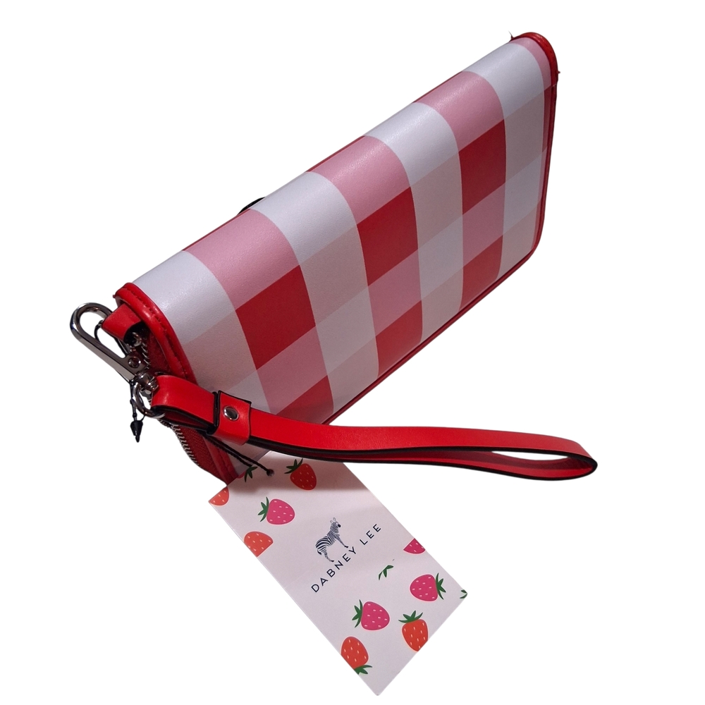 Dabney Lee White & Red Plaid Wallet - Strawberry Accents - wristlet - Picture 4 of 6
